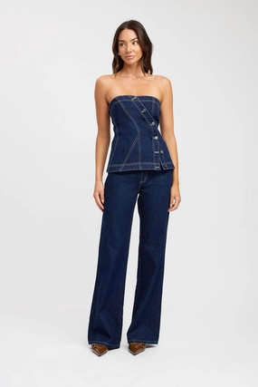Universal Choice Cooper Corset Top Luxury Minimalist Premium Denim Cooper Corset Top