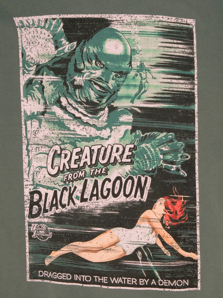 Universal Monsters: Creature from the Black Lagoon Movie Poster Sweatshirt in Vintage Green (unisex) Everyday Comfort Style Office Wear
