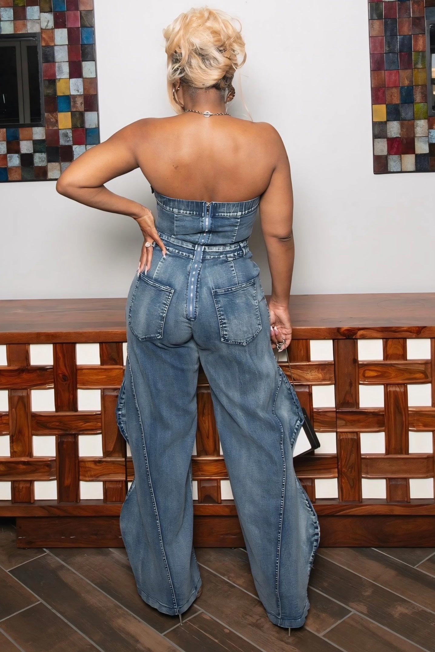 UVProtectionCoating Slim Stretch Shanteria Wide Leg Lux Denim Jumper