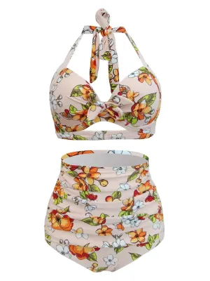 Upopby Retro Halter High Waist Bikini Swimsuit
