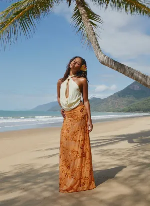 Corinna Low Rise Sequin Maxi Skirt - Orange Comfort Style