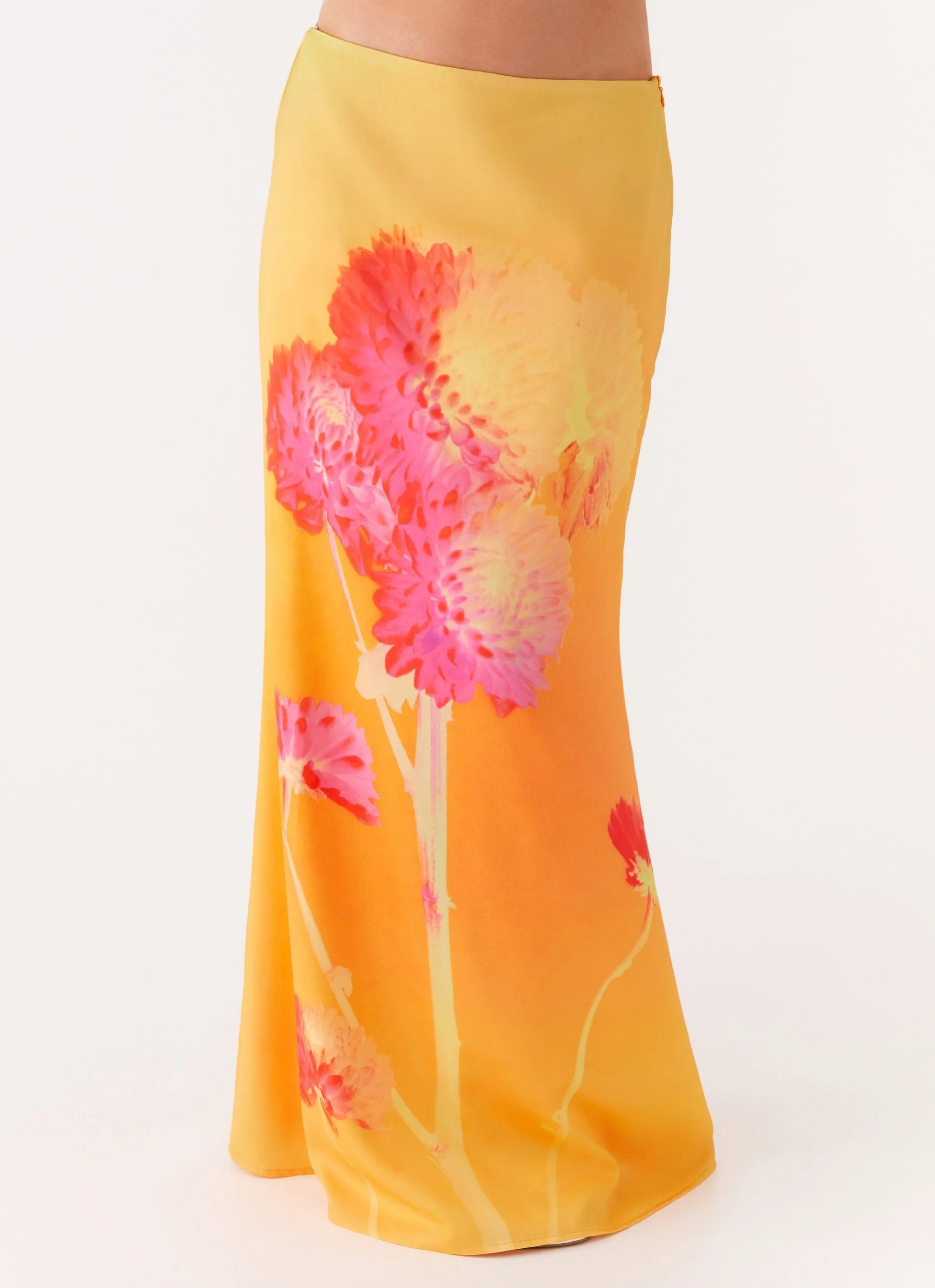 Flexible Gusset Marrakesh Maxi Skirt - Orange Floral