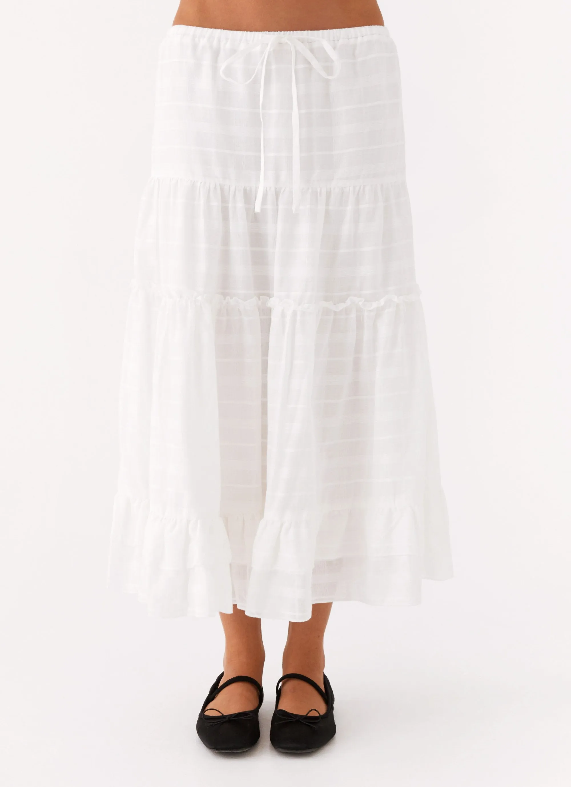 Flexible Look No Frills Fit Beatrix Frill Midi Skirt - White