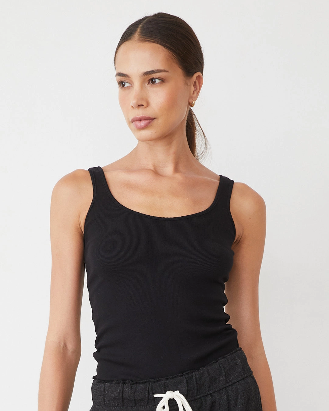 Ribbed Trim Supimaluxe Rib Scoop Neck Tank
