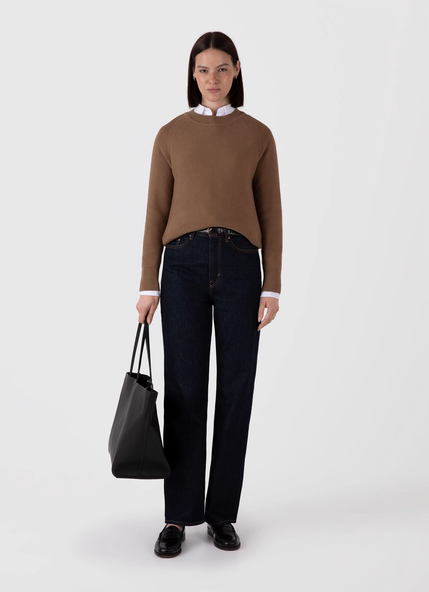 Women's Textured Cotton Jumper in Almond Transitional Wear