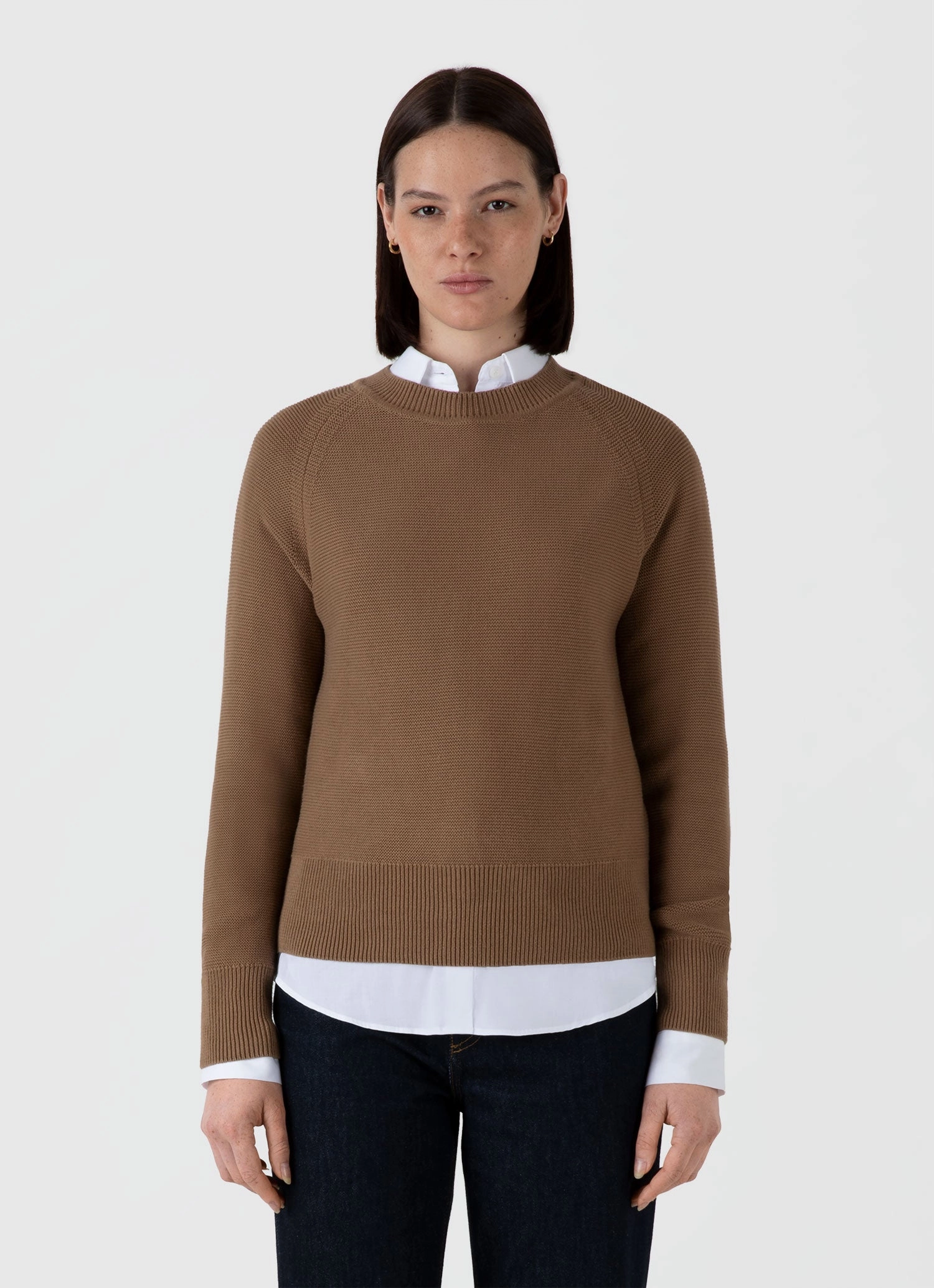 QuickFabric Recovery Quiet Style Women's Textured Cotton Jumper in Almond