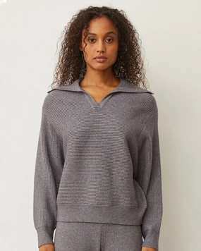 UVProtectionClothing Softknit Rib Collared Sweater Double Needle Hemming Softknit Rib Collared Sweater