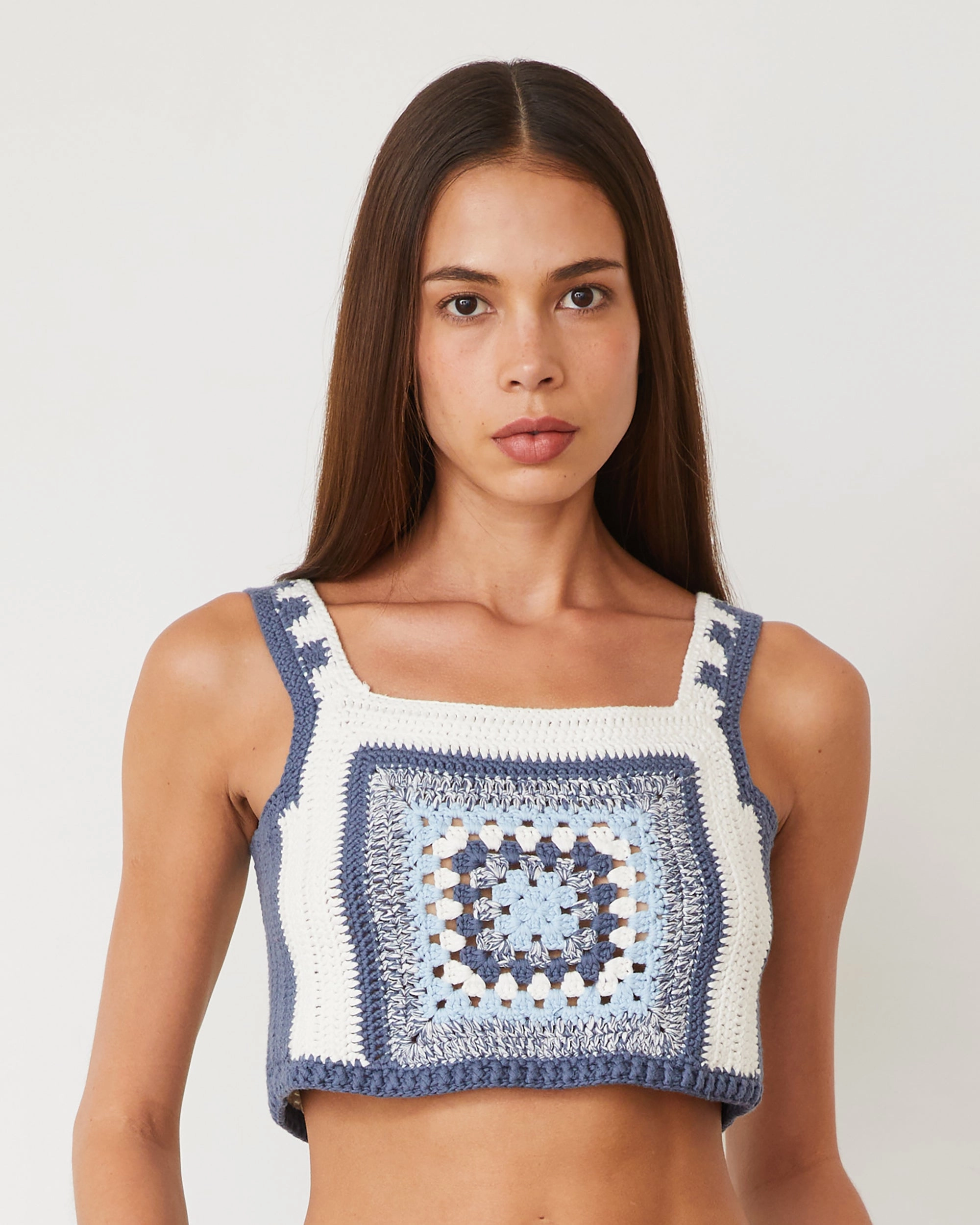 Ultraviolet Protection Finish Crochet Cropped Tank Top