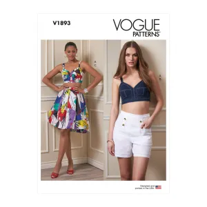 V1893 Misses' Top, Shorts and Skirt
