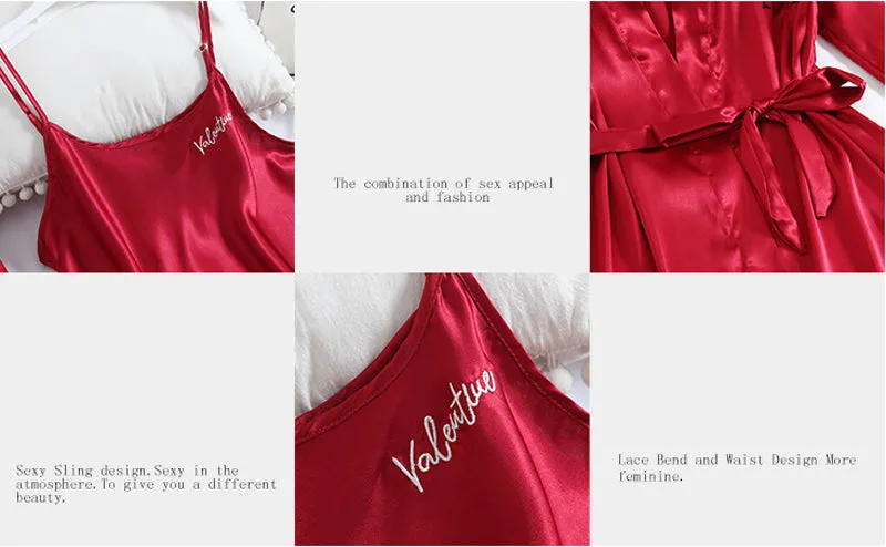 Valentine Satin long sleeve pajama set