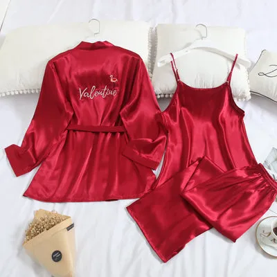 Valentine Satin long sleeve pajama set