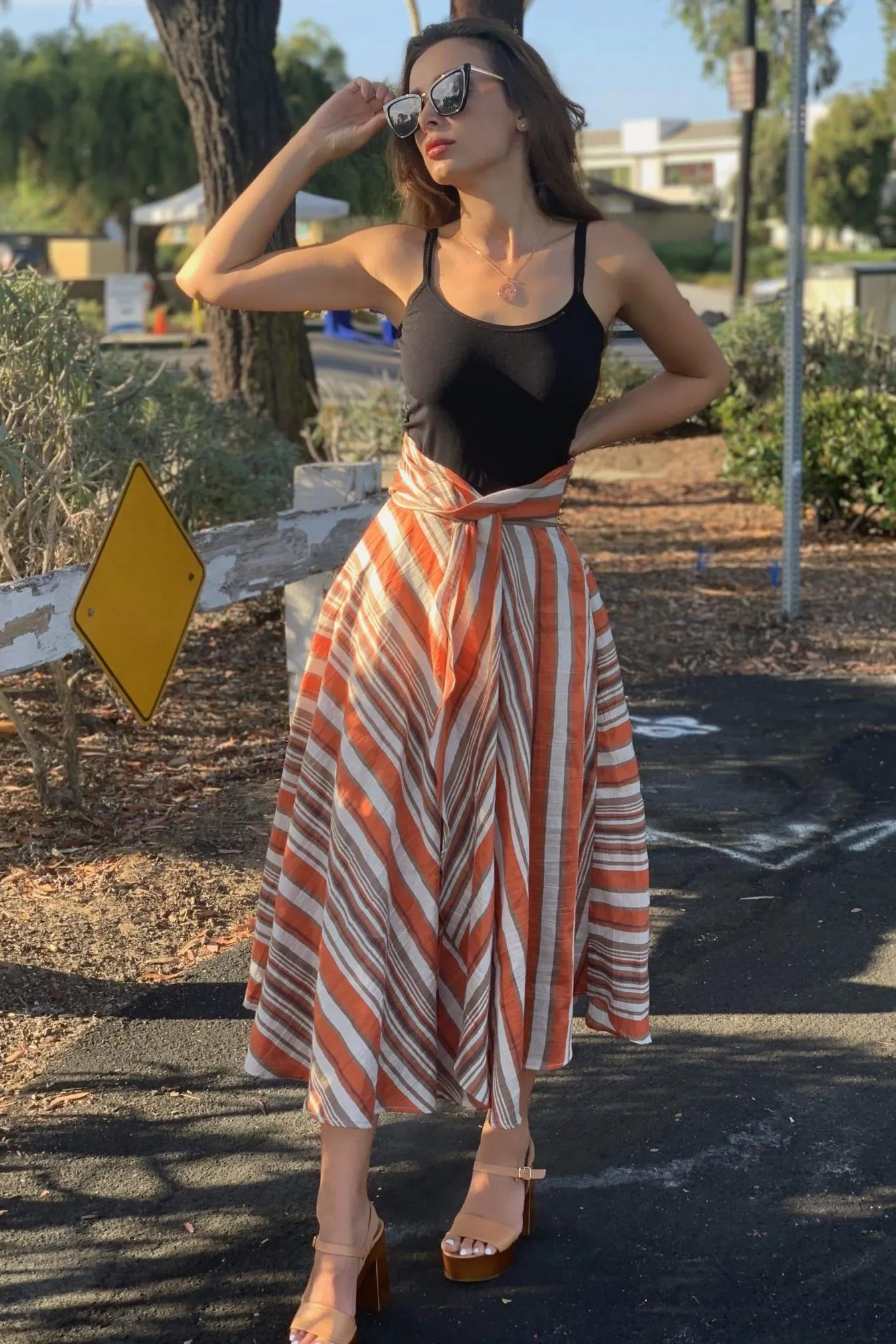 Vanderbilt Skirt - Orange Dreamsicle Minimalist Trim Casual Wear