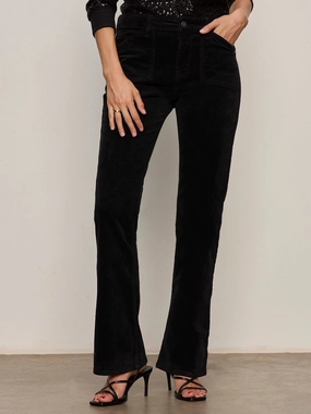 Velveteen Brook Bootcut Pant Black Petite Sizing Comfortable Movement Distressed finish Stylish Fit Velveteen Brook Bootcut Pant Black Petite Sizing