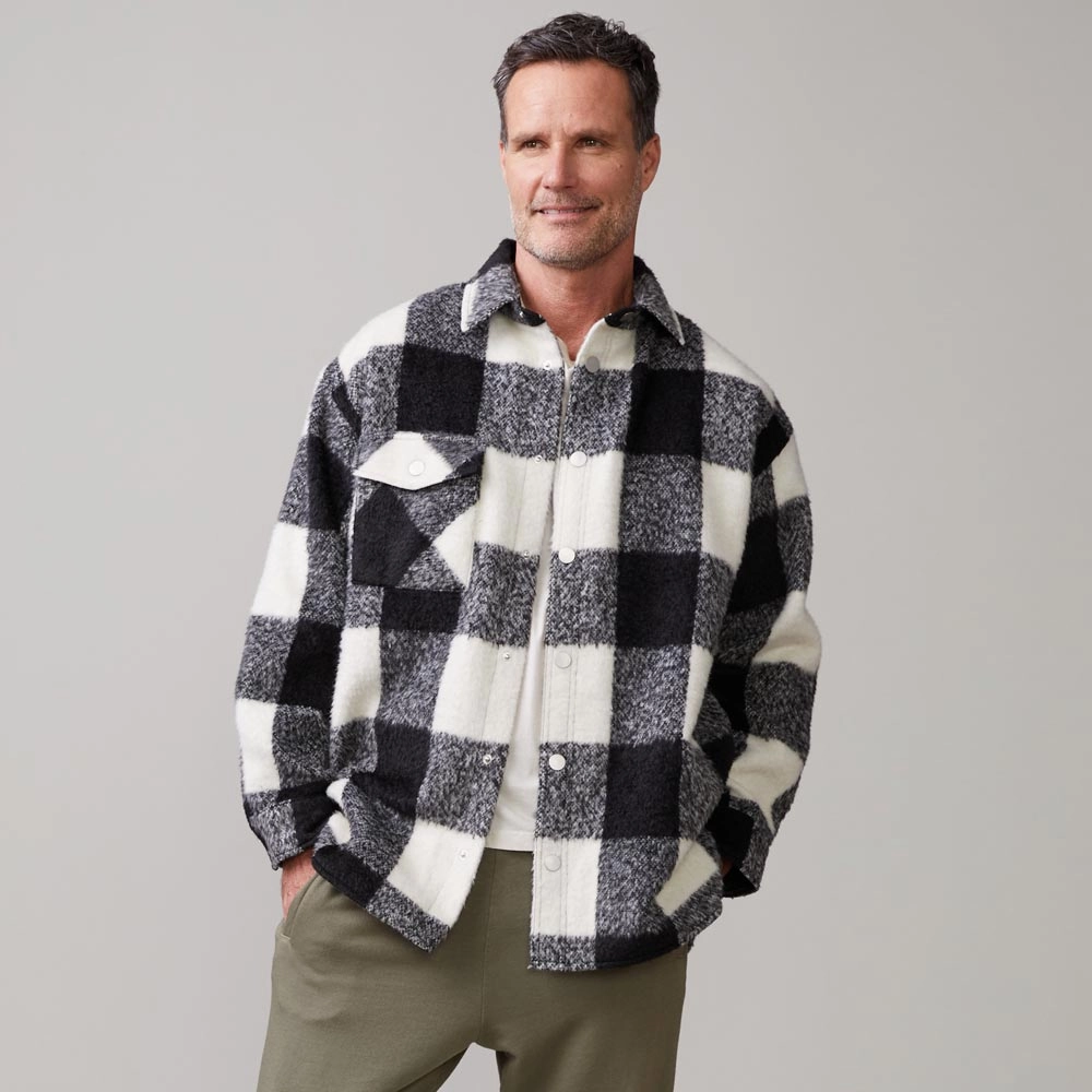 Plaid Flannel Shacket EcoFriendlyTexture Active Blouse