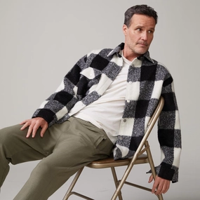 Ventilated Back Design Plaid Flannel Shacket Plaid Flannel Shacket Long Sleeve Polo Tapered Cut