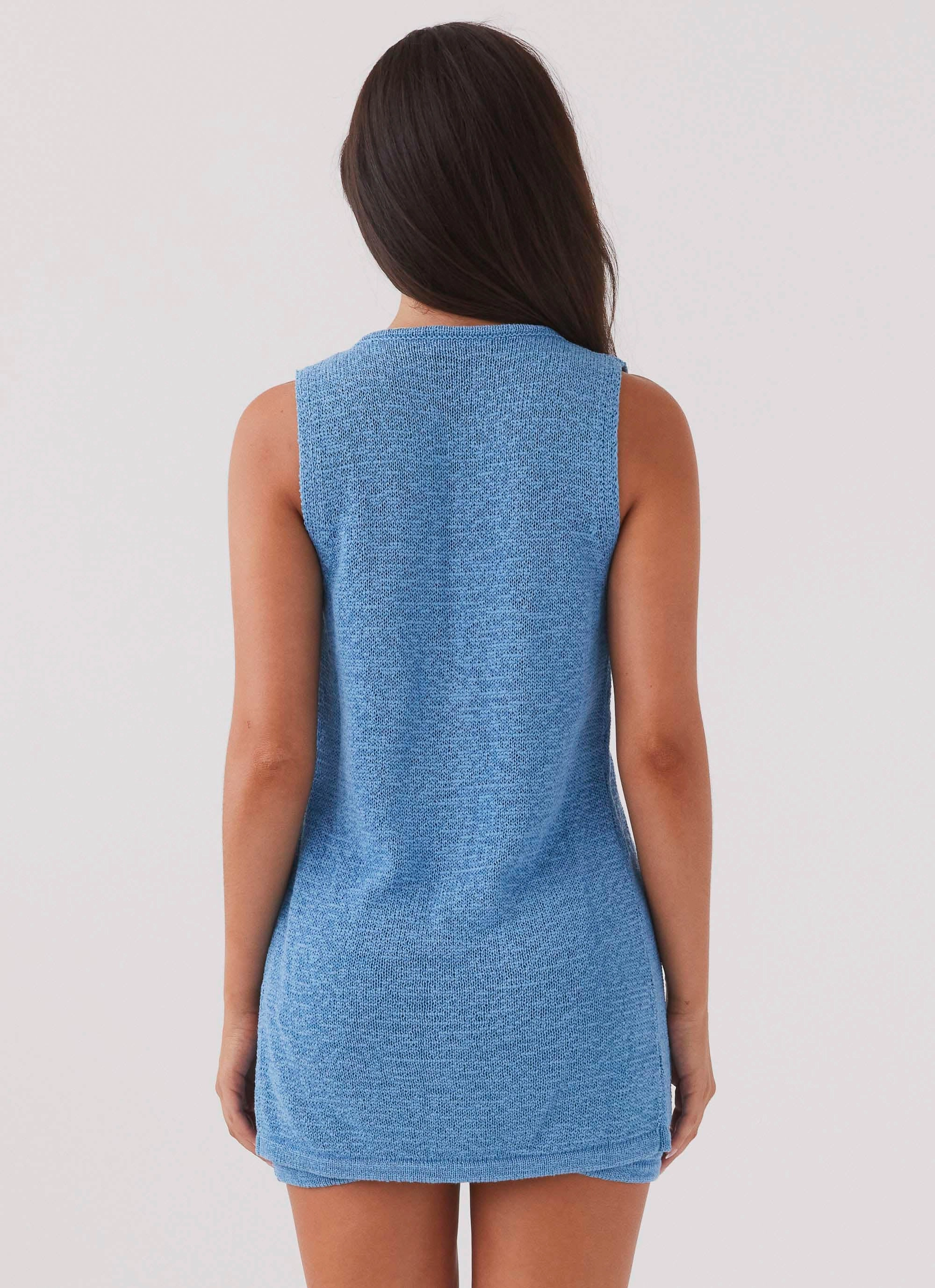 Stylish Hoodie Capri Glow Knit Top - Azure