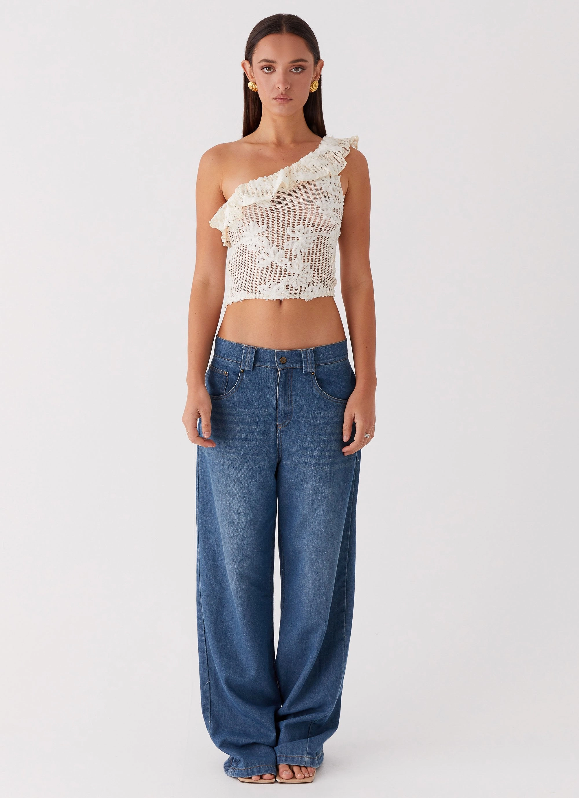 Juilette One Shoulder Top - Ivory Multi Directional Mobility Weighted Hem Design