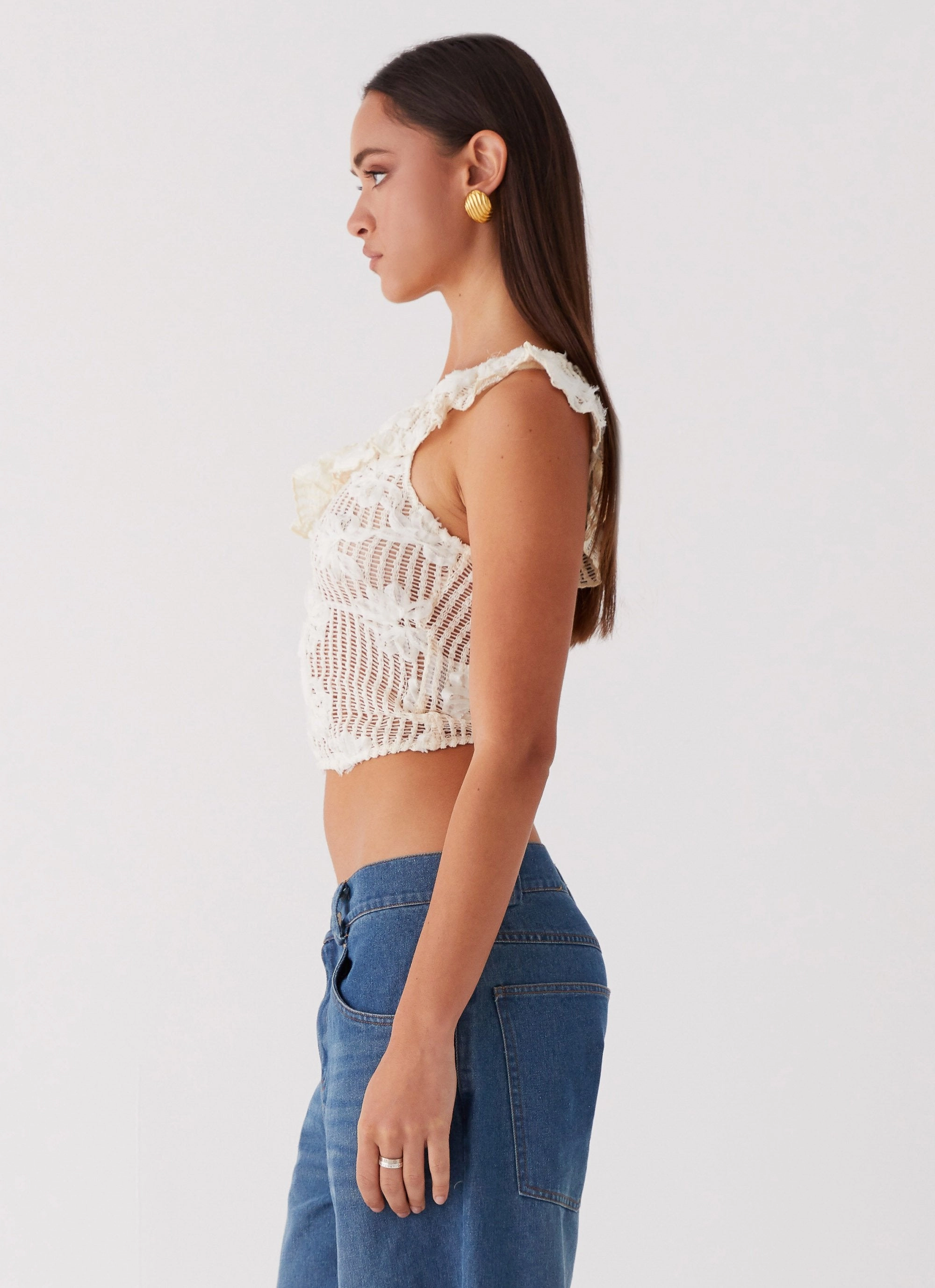 PreWashed Juilette One Shoulder Top - Ivory