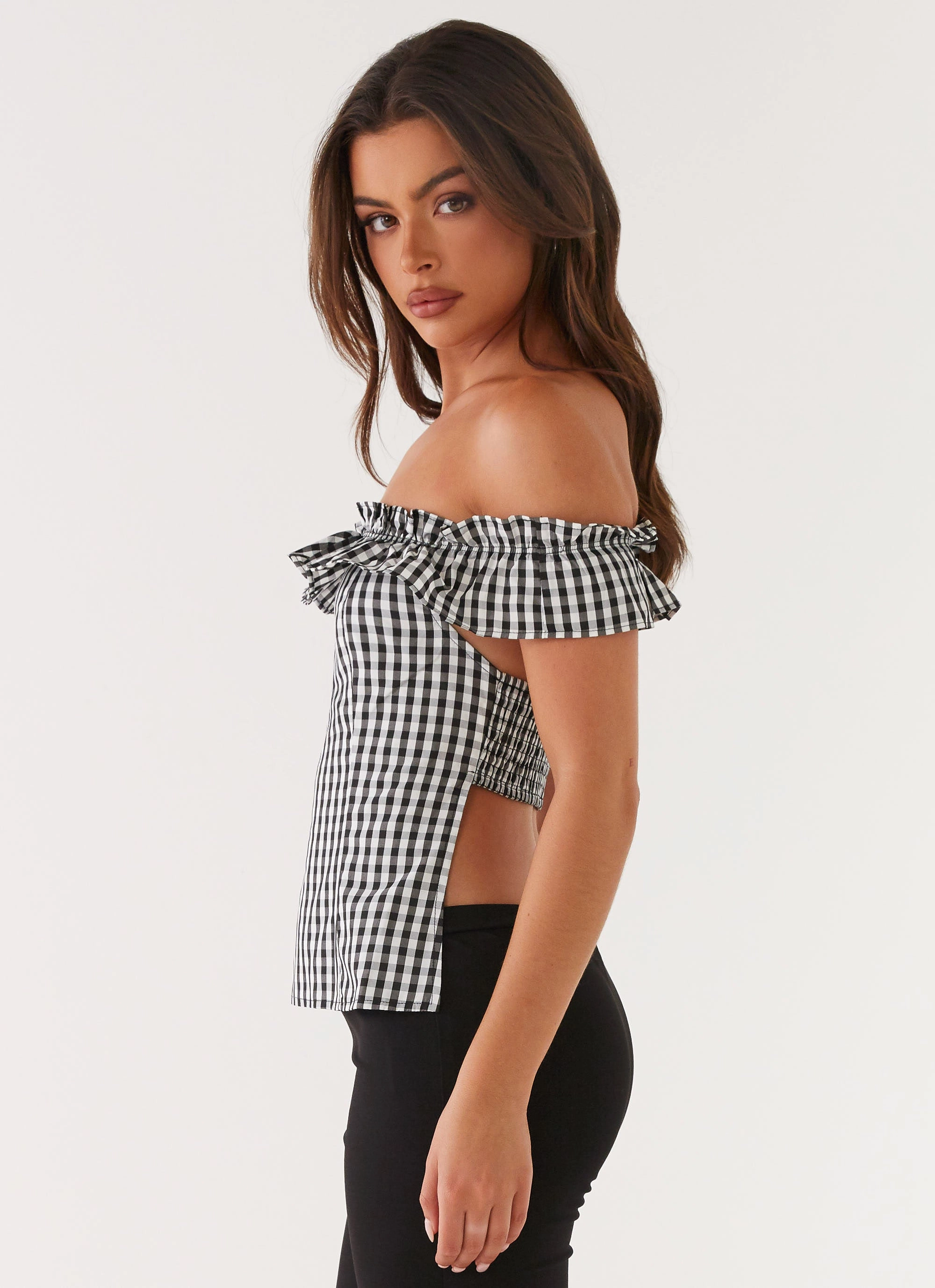Friction Resistant Shoulder SolarReflectiveFinish Gwyneth Top - Black Gingham