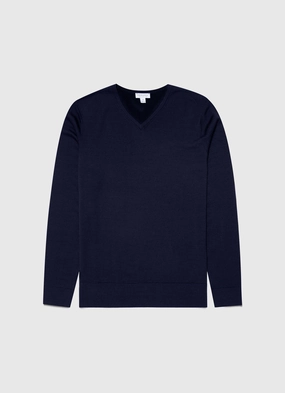 Ventilated Panels Men's Extra-Fine Merino V-neck in Light Navy Mood Booster Men's Extra-Fine Merino V-neck in Light Navy