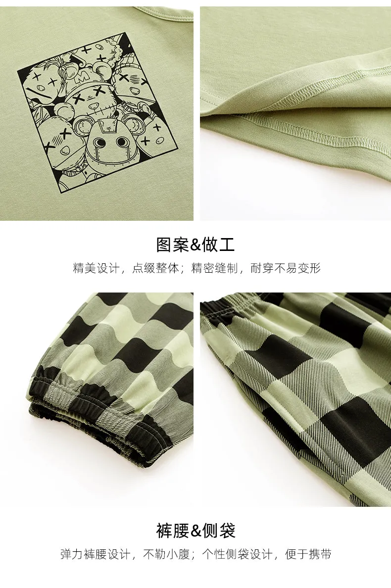 VenusFox Hot Sleeveless Two Piece Set Summer Green Silk Pajama Sets for Women Cotton PJS Fashion Soft Sleepwear Korean Kawaii Nightwear