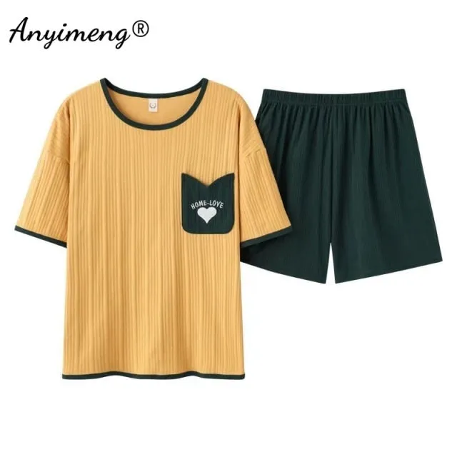 VenusFox Hot Sleeveless Two Piece Set Summer Green Silk Pajama Sets for Women Cotton PJS Fashion Soft Sleepwear Korean Kawaii Nightwear