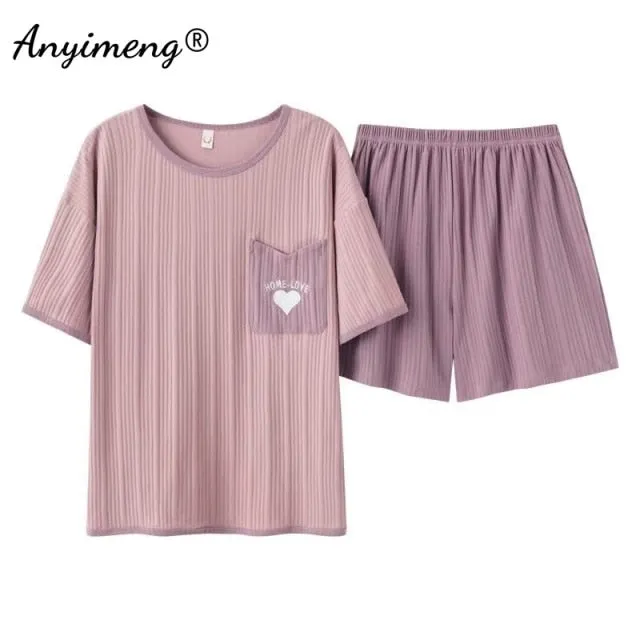VenusFox Hot Sleeveless Two Piece Set Summer Green Silk Pajama Sets for Women Cotton PJS Fashion Soft Sleepwear Korean Kawaii Nightwear