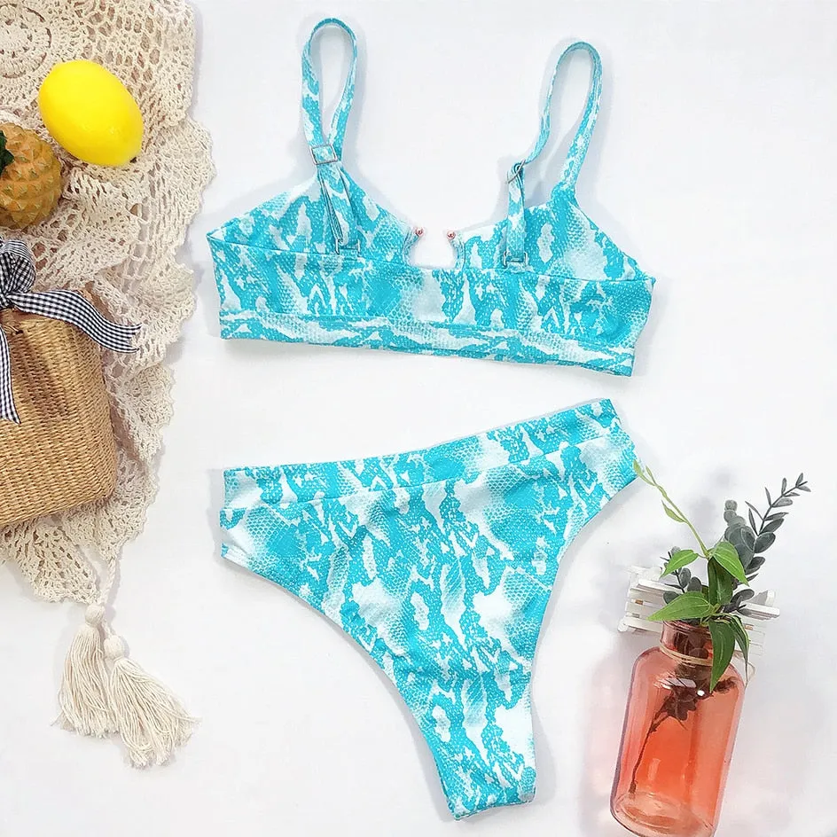 VenusFox Sexy Swimsuit Women High Waist Bikini  Micro High Leg Swimming Suit for Bathing Suit Snake Print Swimwear Women 2020 Bikinis Set