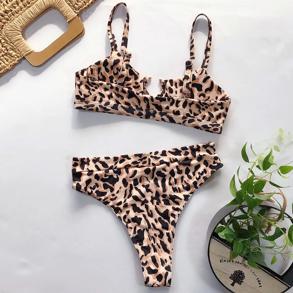 VenusFox Sexy Swimsuit Women High Waist Bikini  Micro High Leg Swimming Suit for Bathing Suit Snake Print Swimwear Women 2020 Bikinis Set