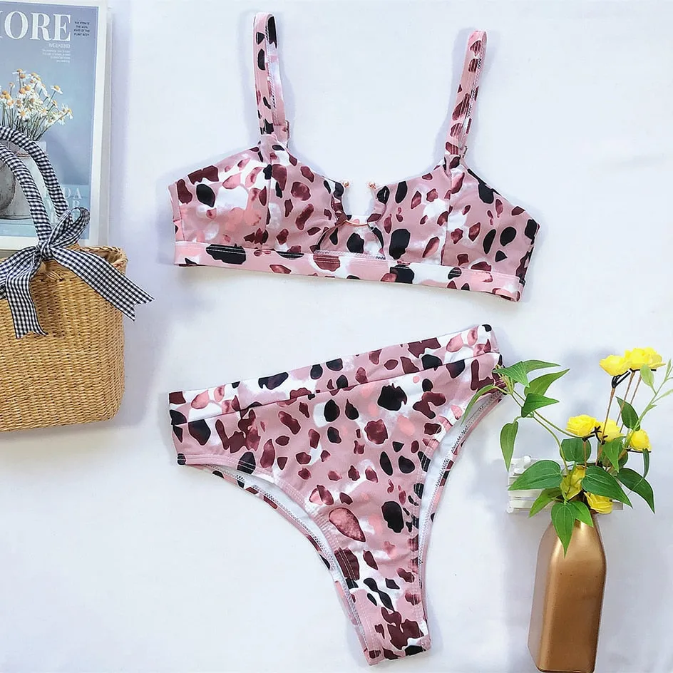 VenusFox Sexy Swimsuit Women High Waist Bikini  Micro High Leg Swimming Suit for Bathing Suit Snake Print Swimwear Women 2020 Bikinis Set