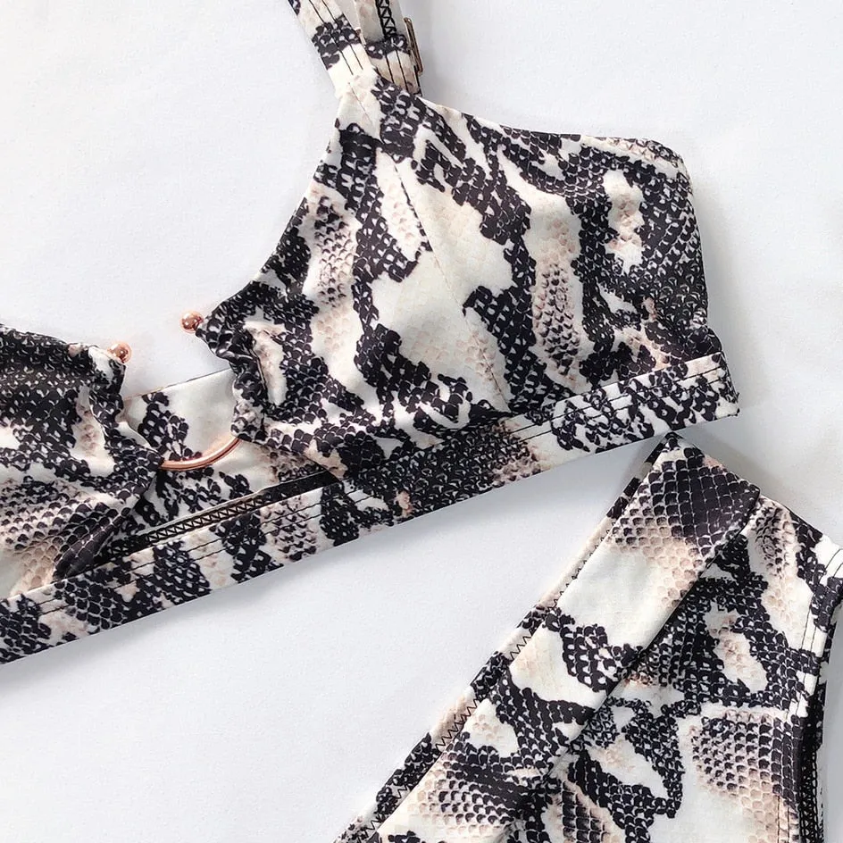 VenusFox Sexy Swimsuit Women High Waist Bikini  Micro High Leg Swimming Suit for Bathing Suit Snake Print Swimwear Women 2020 Bikinis Set