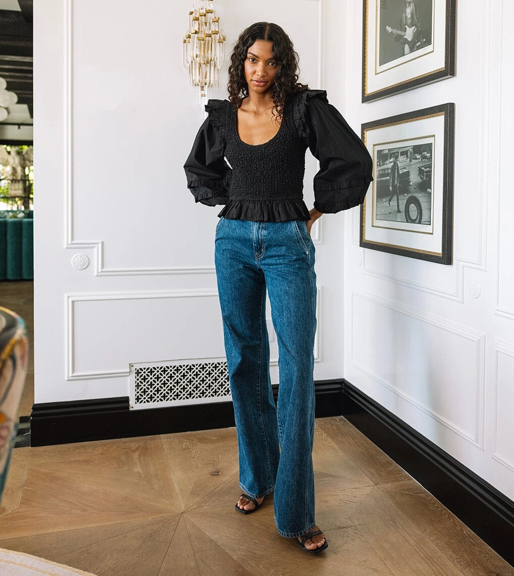 Veronika Blouse | Black StretchableKnit WrinkleResistant Fabric