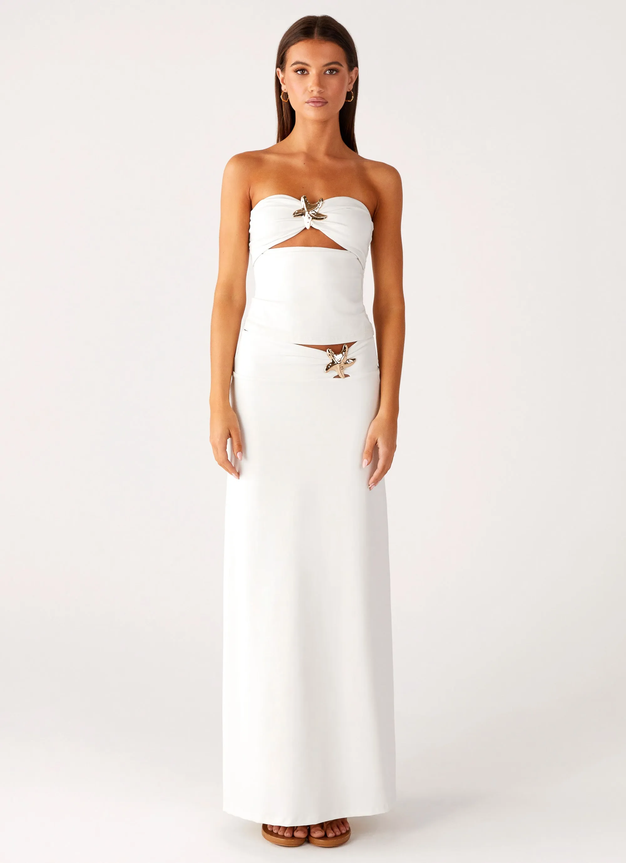 Shoreline Glow Maxi Skirt - Off White slim fit Ventilated Mesh Lining