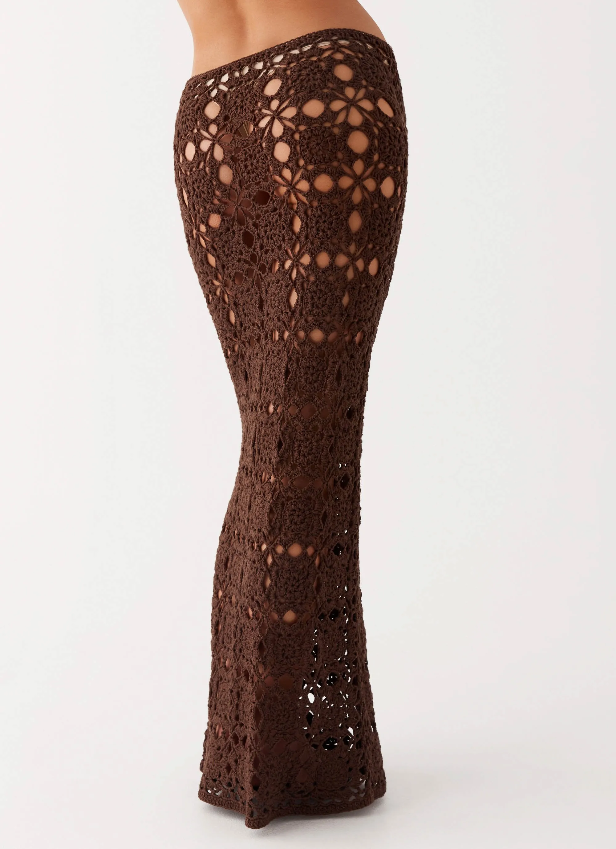 Sorrentino Crochet Maxi Skirt - Chocolate Chic Design Stretchable Comfort