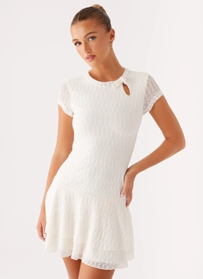 Versatile Chic Esty Mini Dress - Ivory High low hem Esty Mini Dress - Ivory