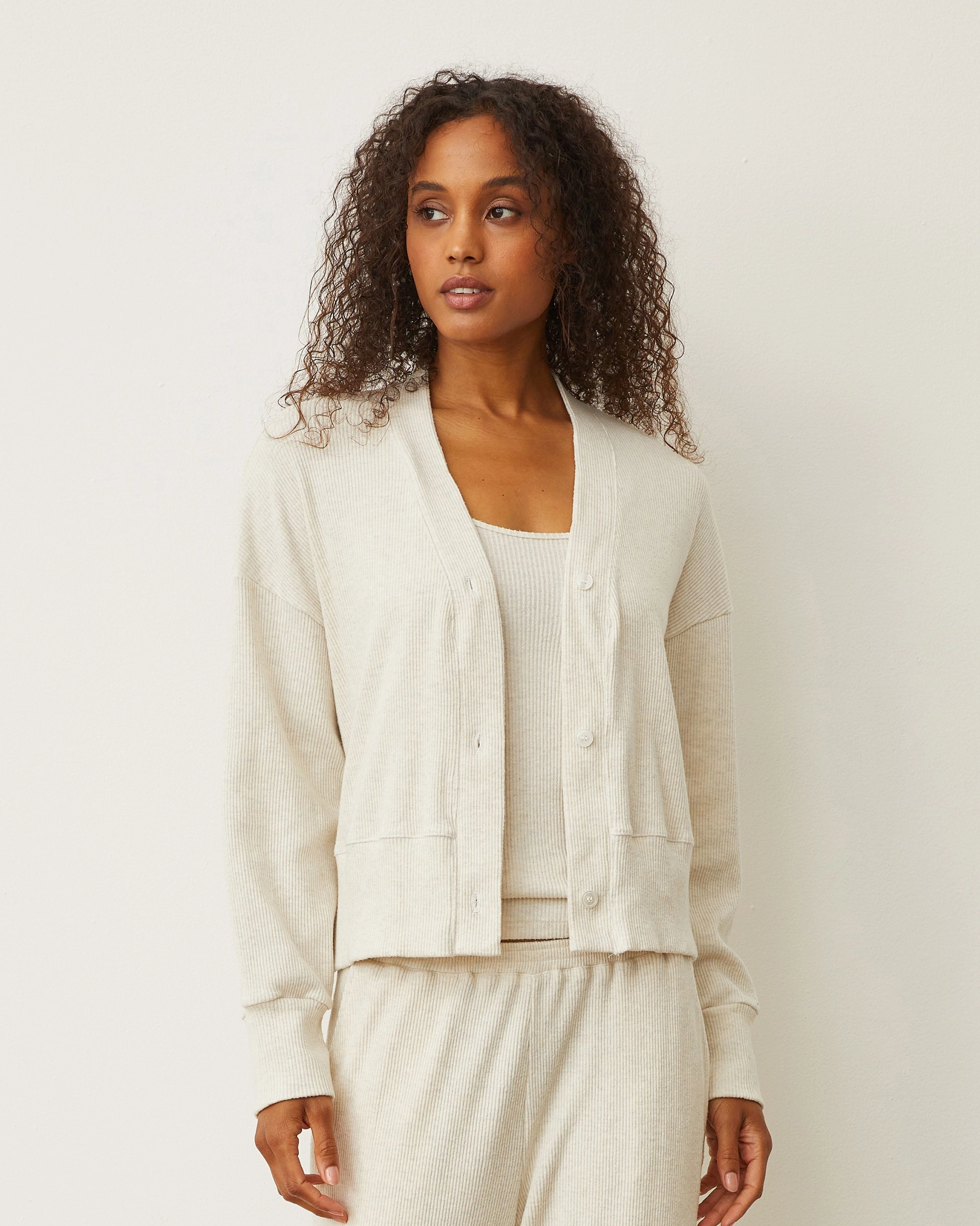 High Collar Option Brushed Rib Cardigan
