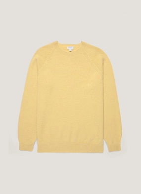 Men's Lambswool Crew Neck Jumper in Dusty Yellow Quick drying material