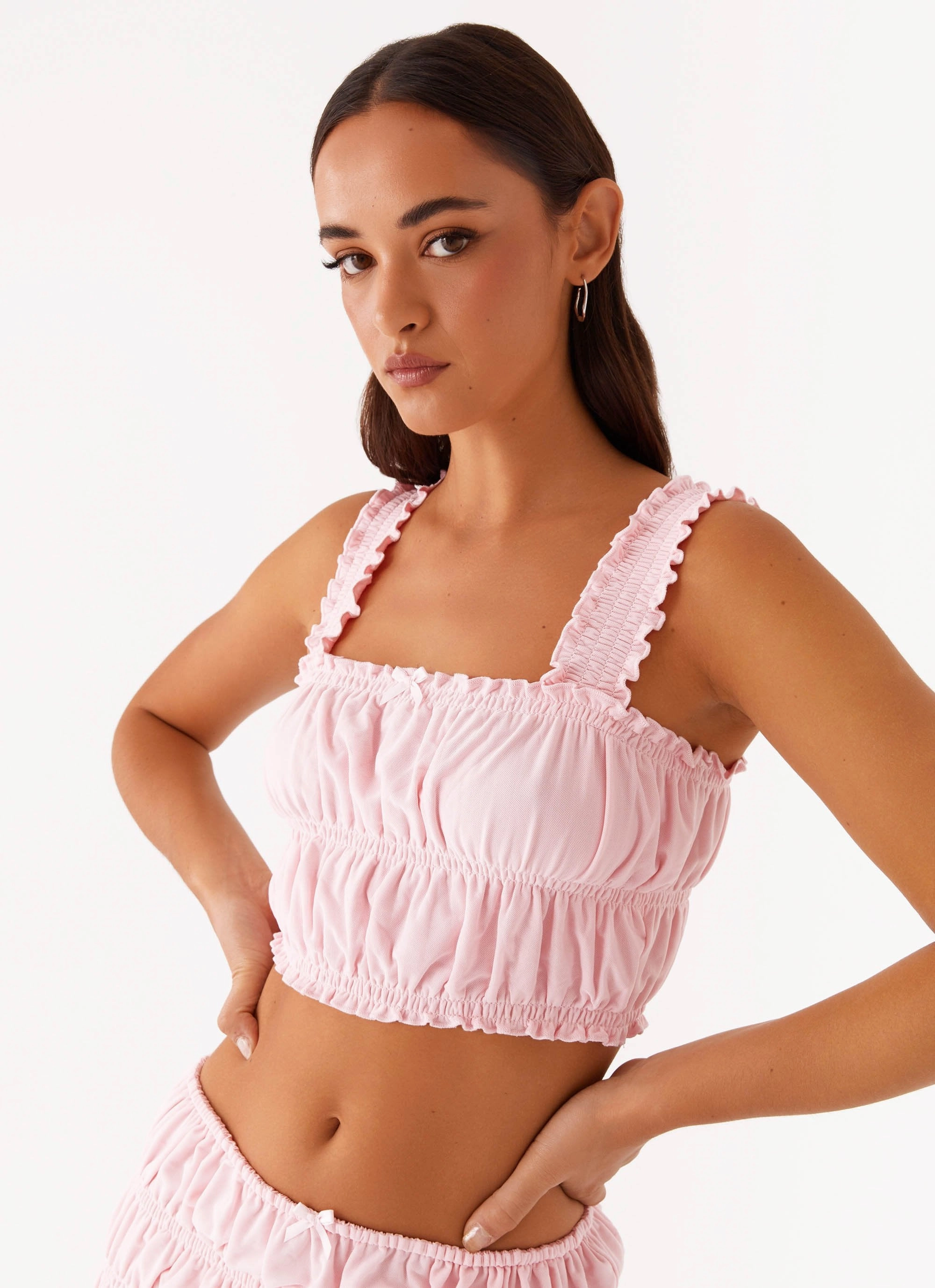 UltraFineMesh Off By Heart Shirred Top - Blush