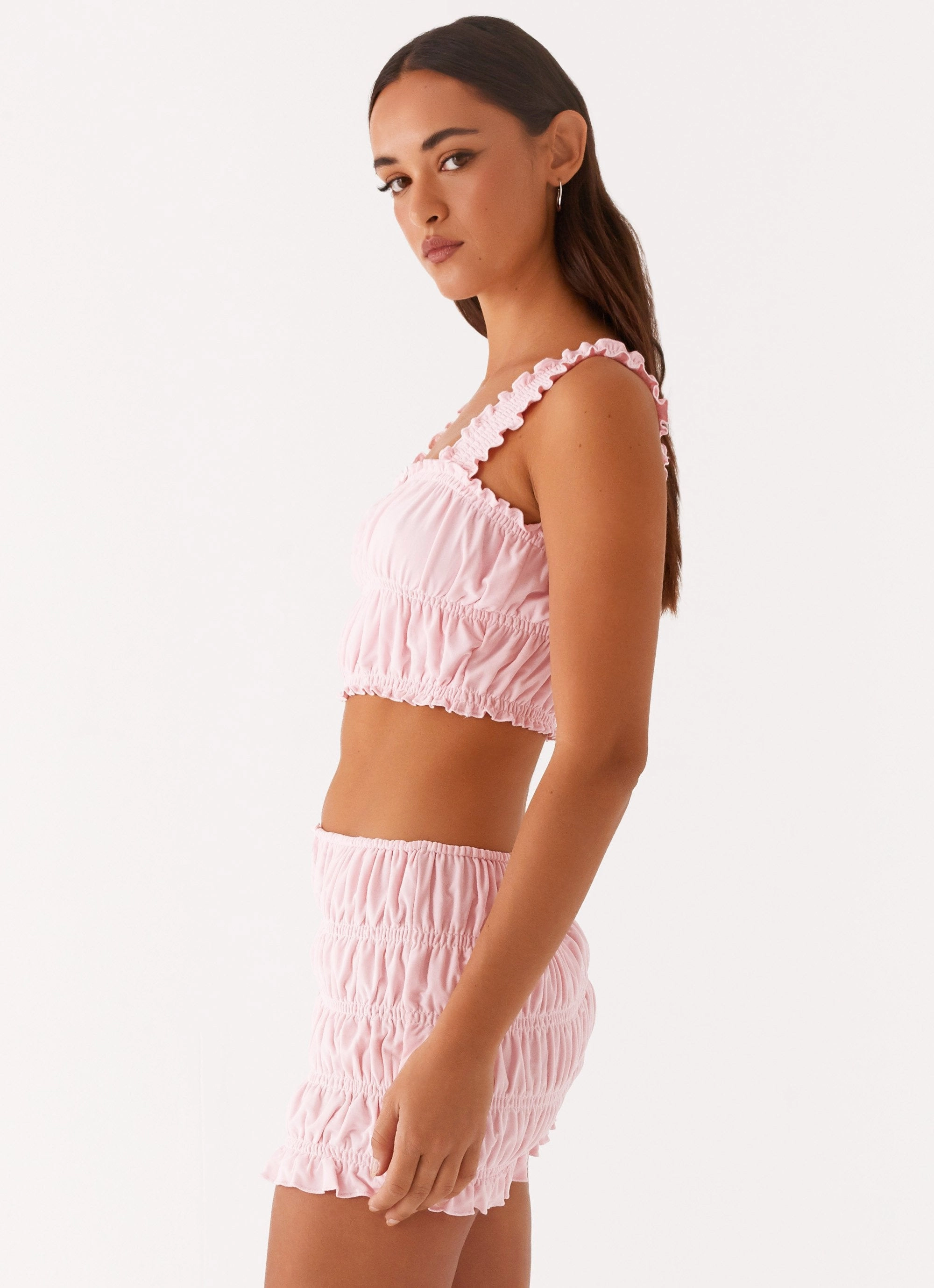 BreathableMoistureBarrier QuickPackFoldableDesign Off By Heart Shirred Top - Blush