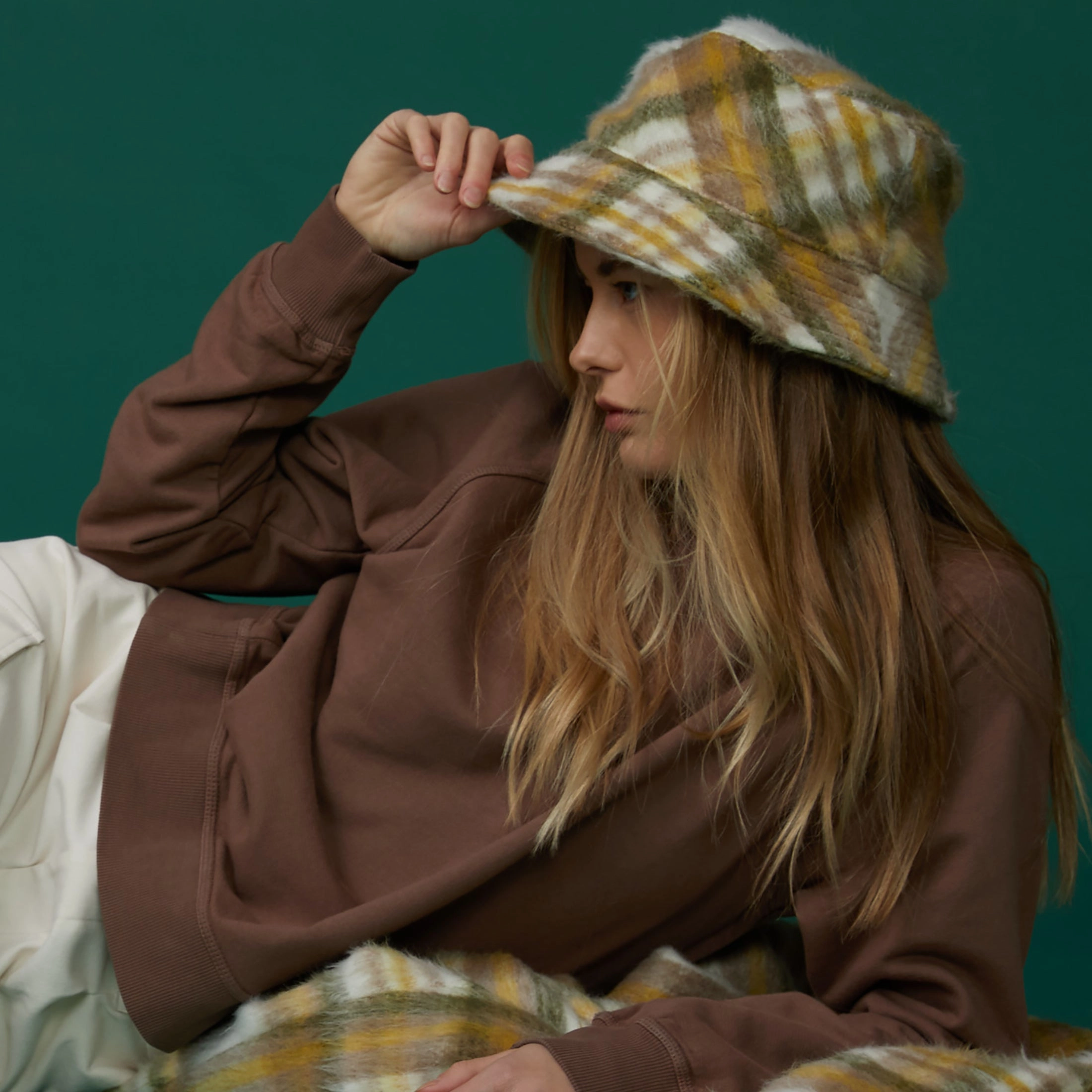 Casual Tank Stretchy Top Plaid Bucket Hat