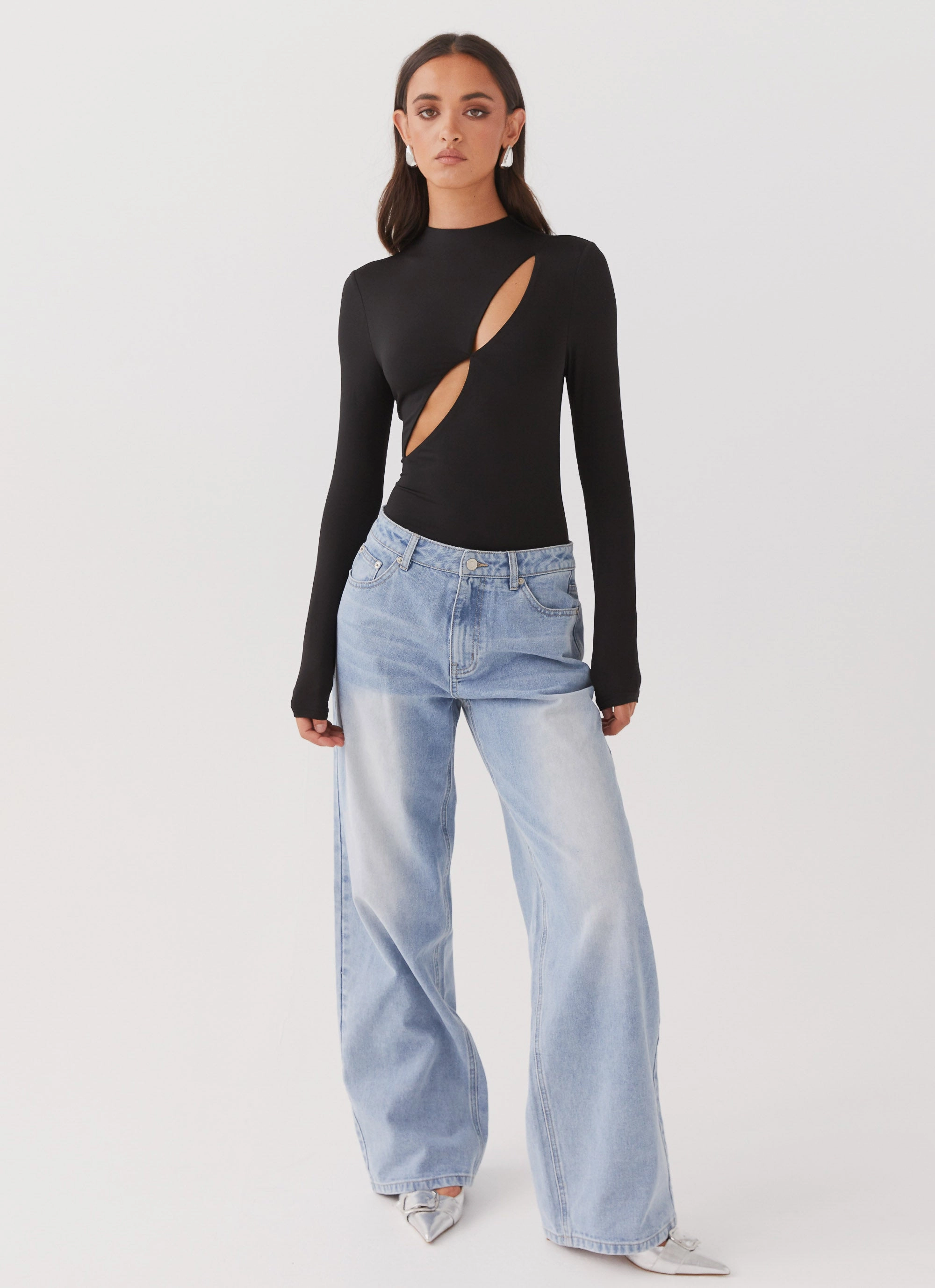 Vintage Pullover Special Affair Long Sleeve Bodysuit - Black