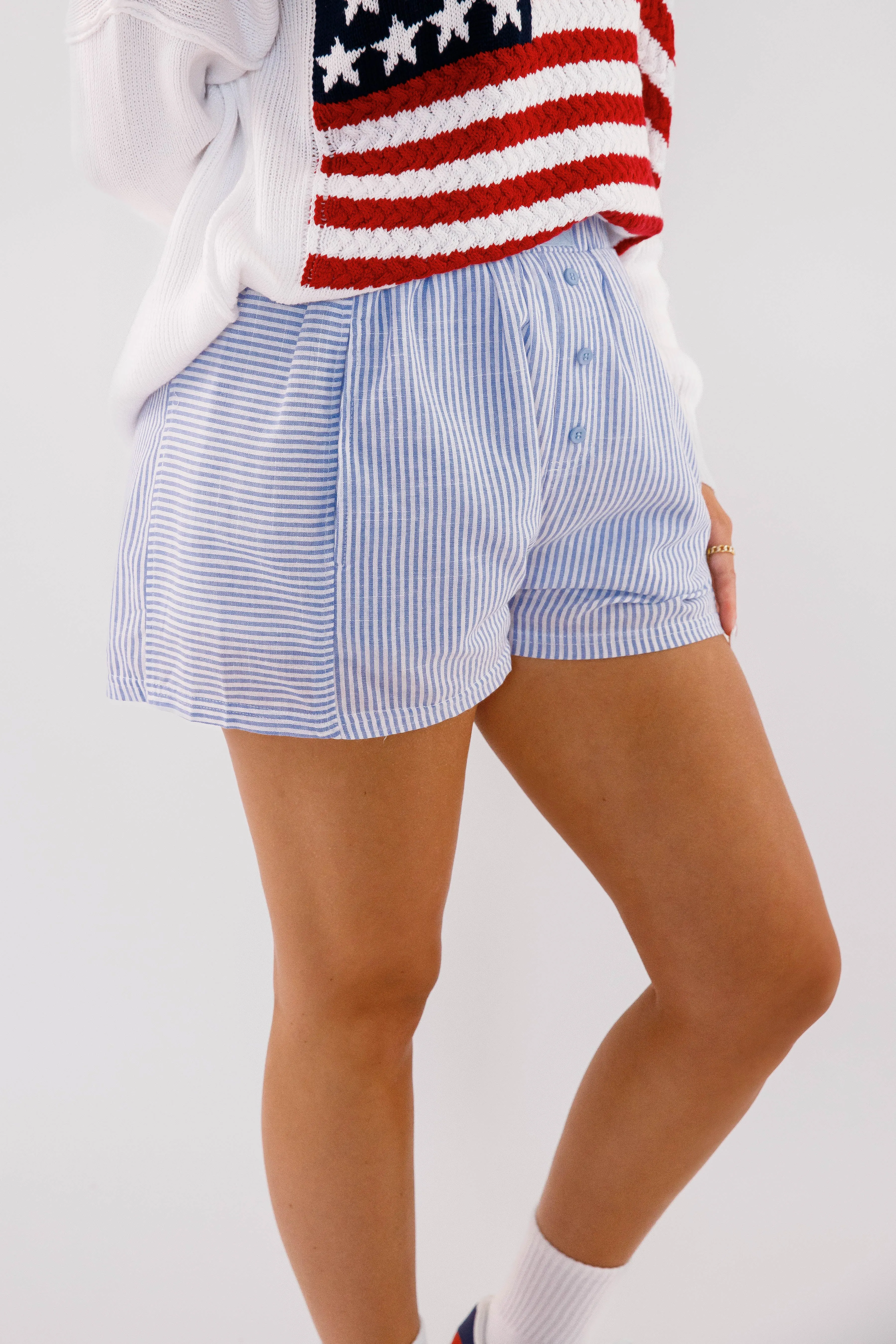 Very Fitting Shorts-Blue Stripe Tailored Wear