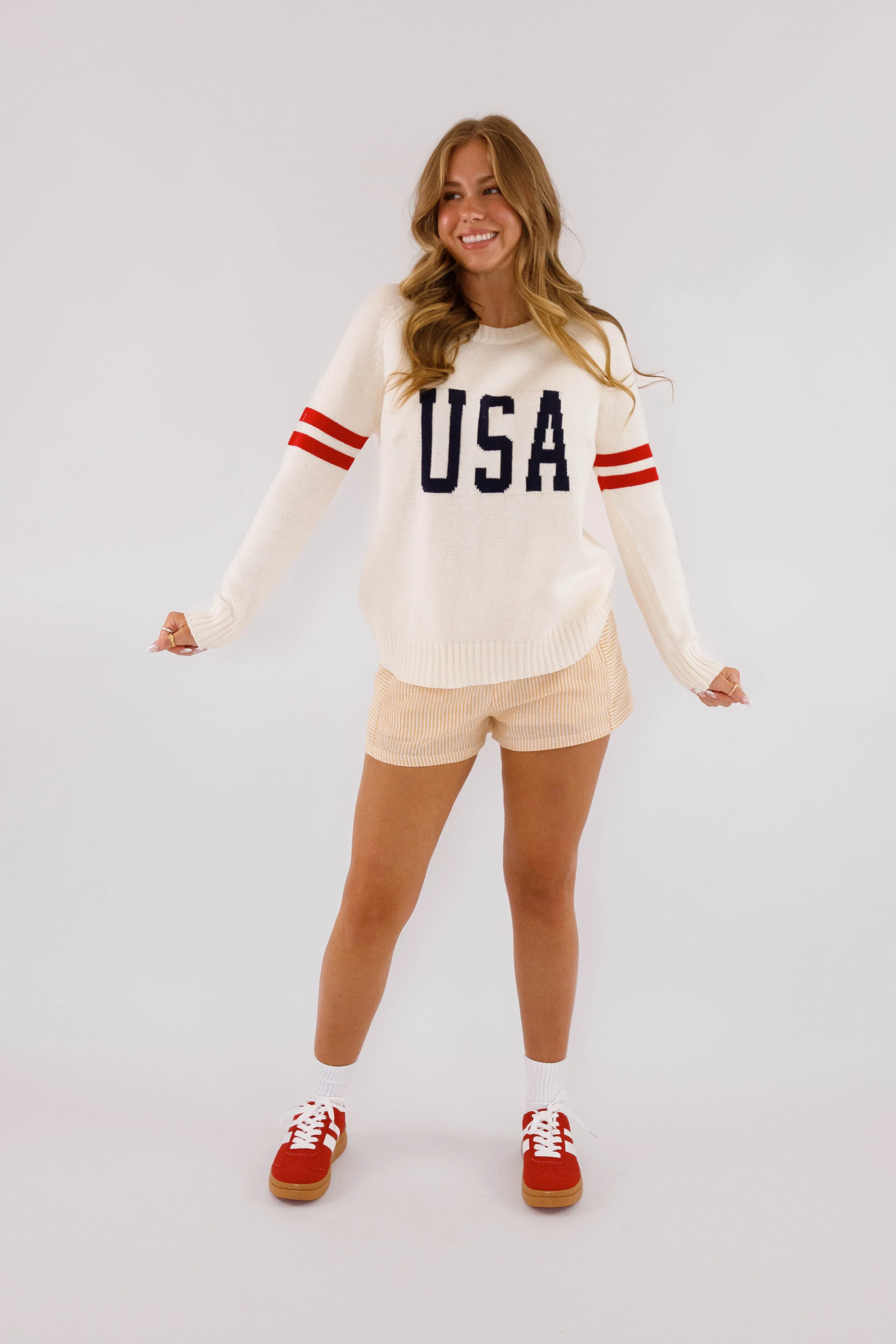 Versatile Waist Very Fitting Shorts-Yellow Stripe