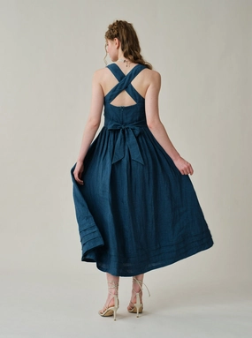 Vetiver 23 | cross back linen dress Antimicrobial Treatment Vetiver 23 | cross back linen dress Cold Season AdjustableCuffs