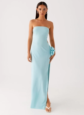 Vibrant Appeal Fenway Strapless Maxi Dress - Mint Relaxed Wear Winter-Season Fenway Strapless Maxi Dress - Mint
