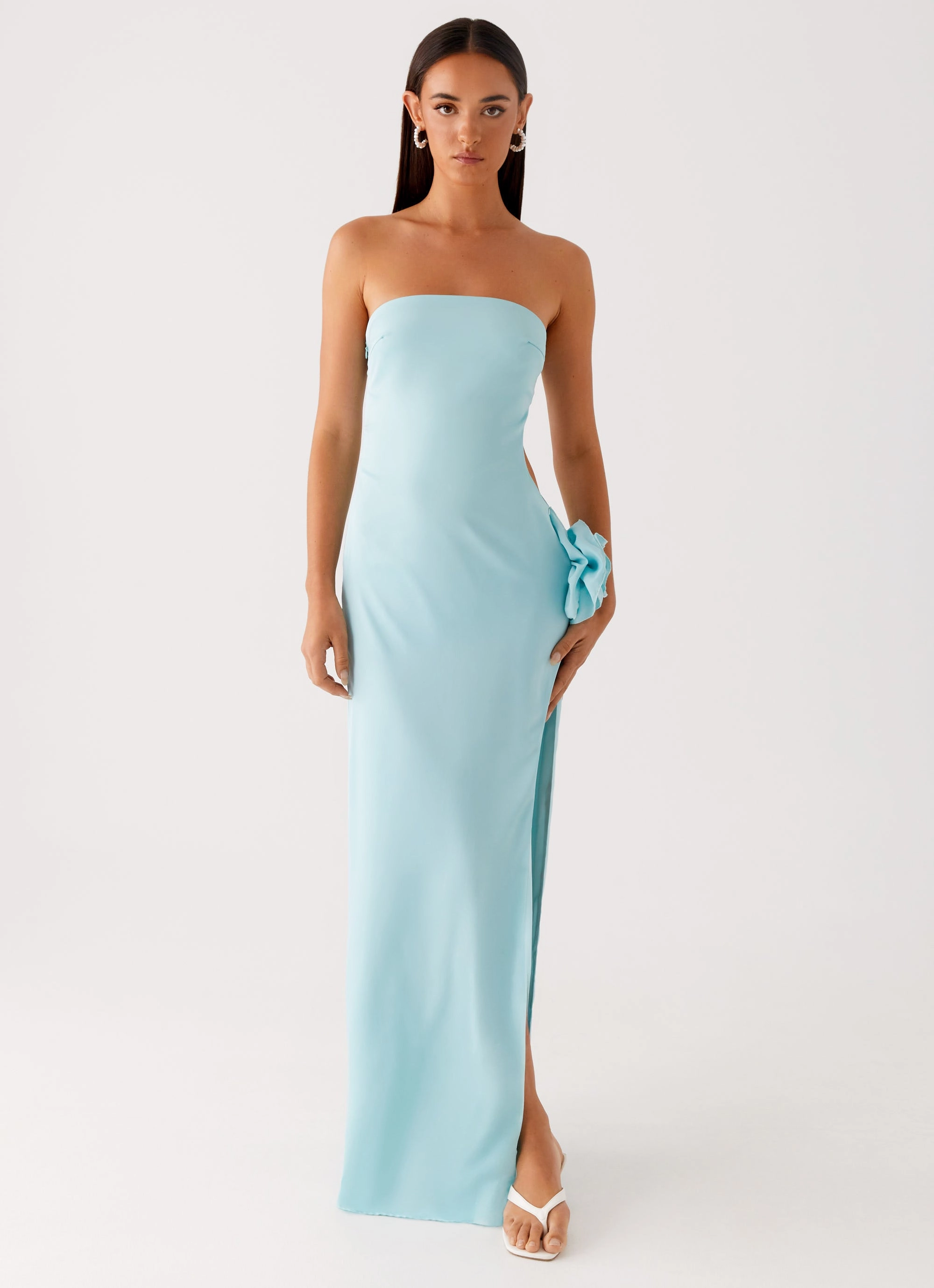 Relaxed Wear Winter-Season Fenway Strapless Maxi Dress - Mint