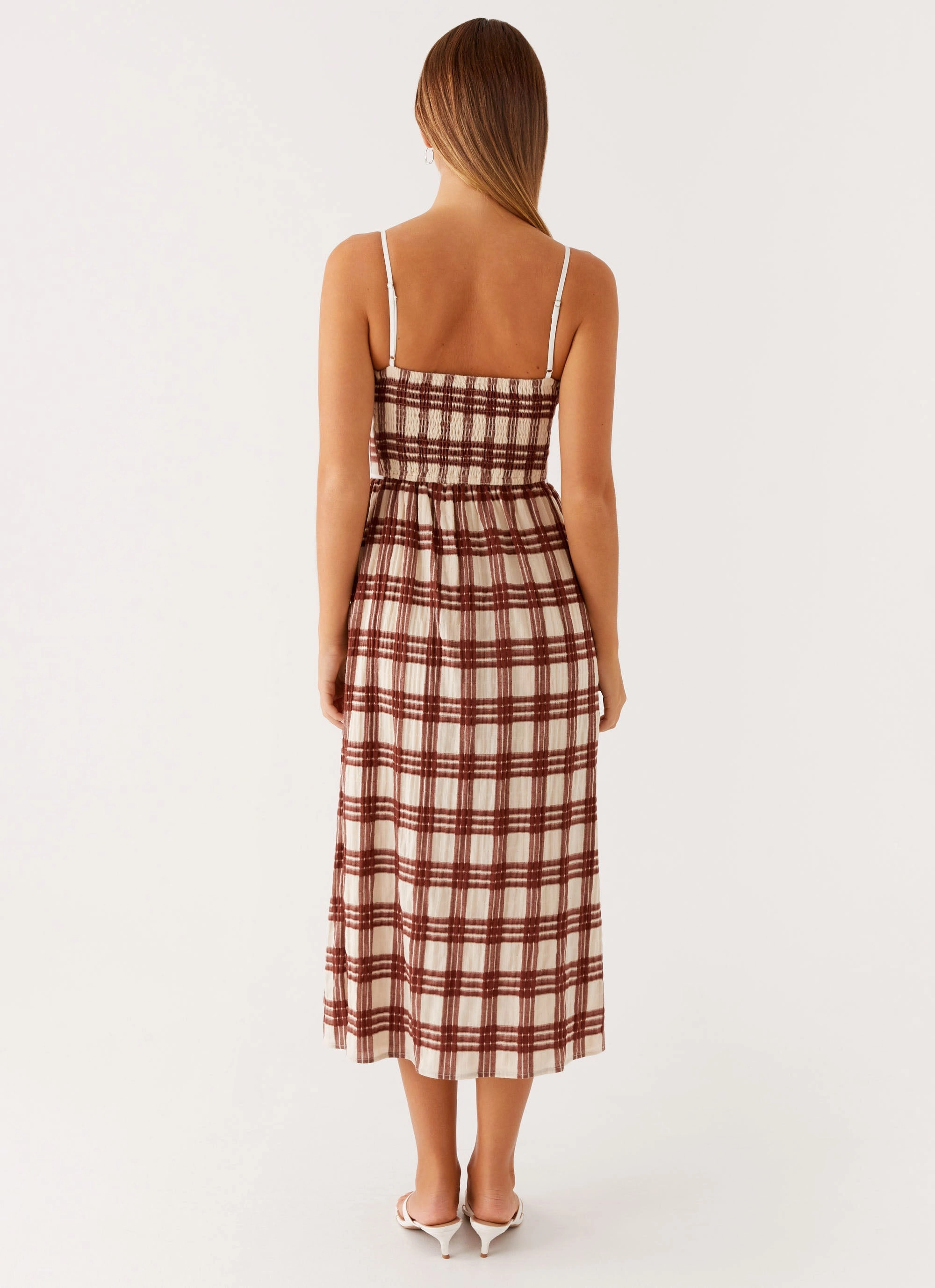Relaxed Finish Shyanne Midi Dress - Chocolate Check