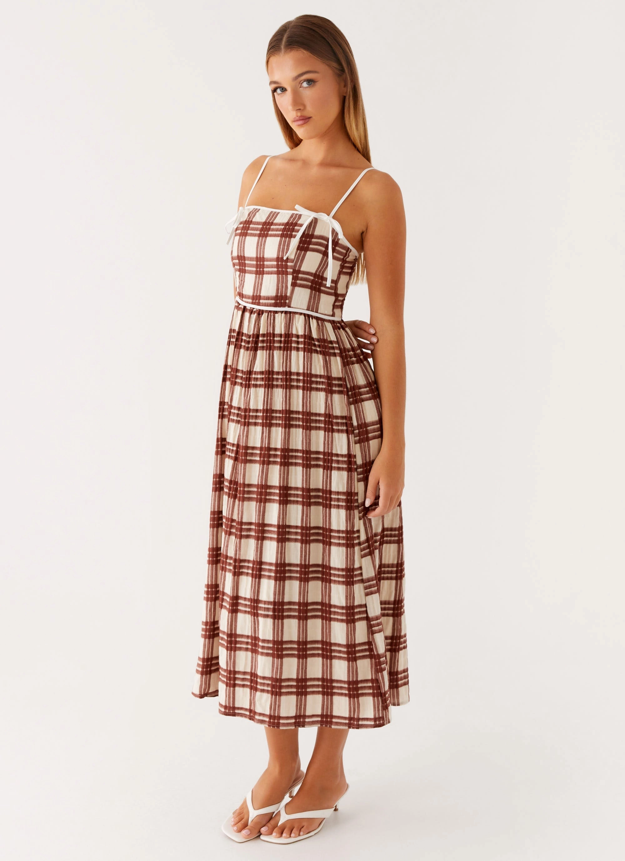 Subtle Touch Shyanne Midi Dress - Chocolate Check