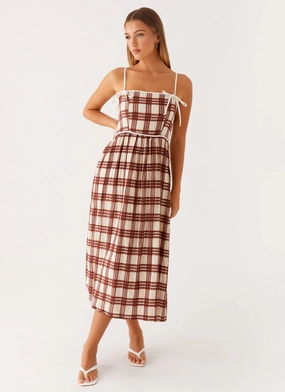 Vibrant Appeal Shyanne Midi Dress - Chocolate Check Shyanne Midi Dress - Chocolate Check Natural Silhouette