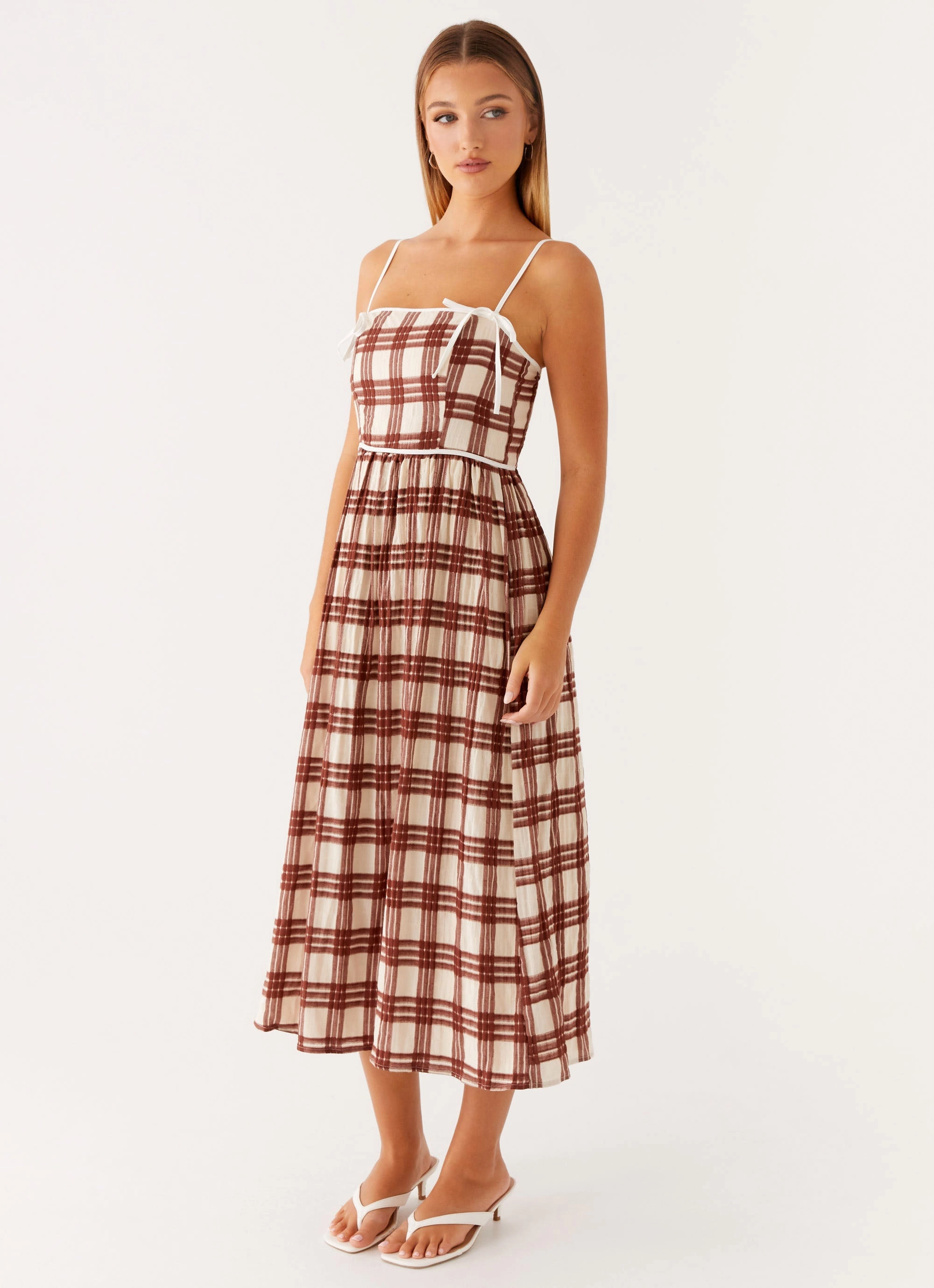 High Cut Shyanne Midi Dress - Chocolate Check